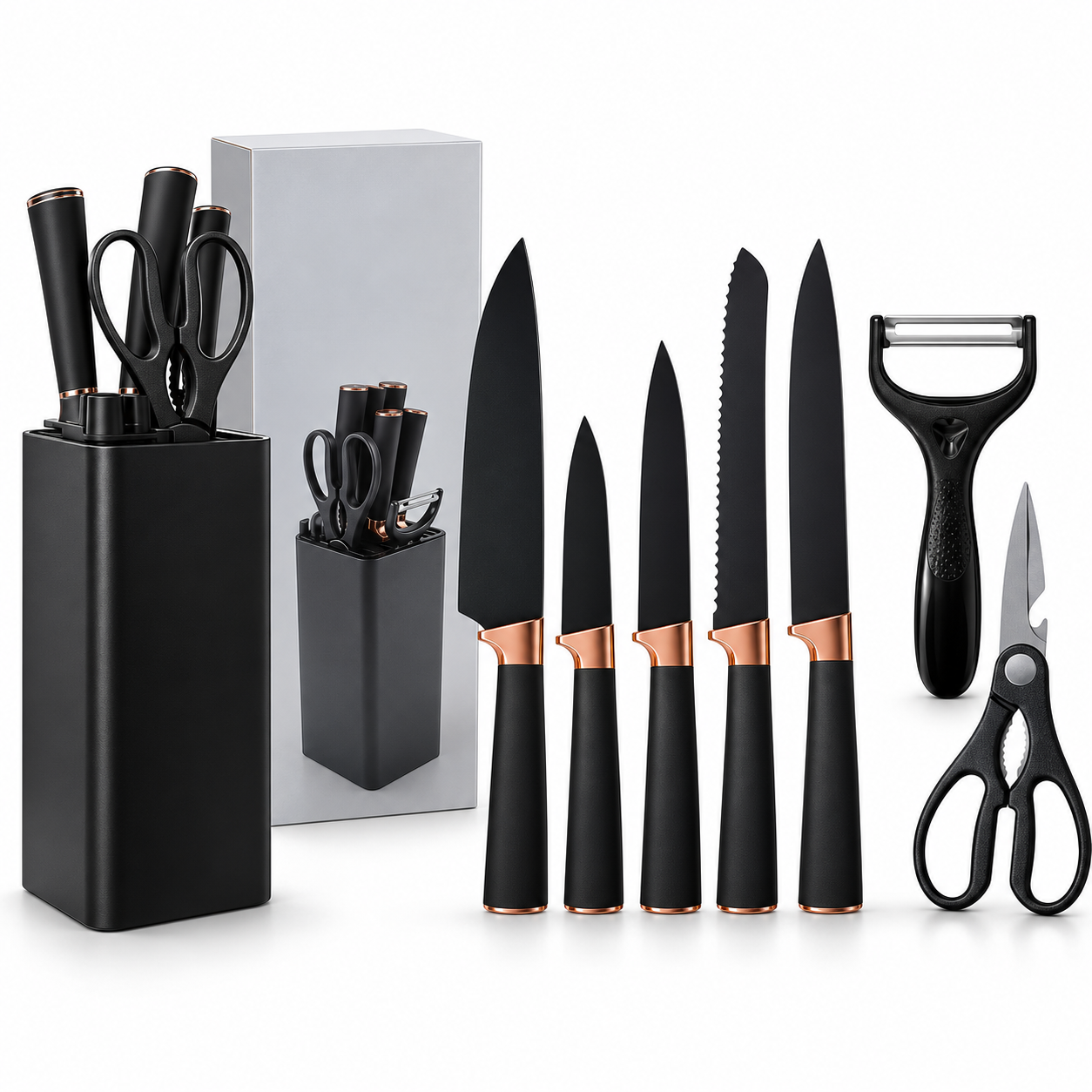CUCHILLOS SET X8 PCS NEGRO