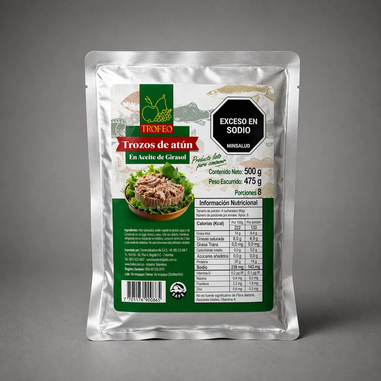 ATUN EN ACEITE DE GIRASOL TROFEO DOY PACK X 500 GR