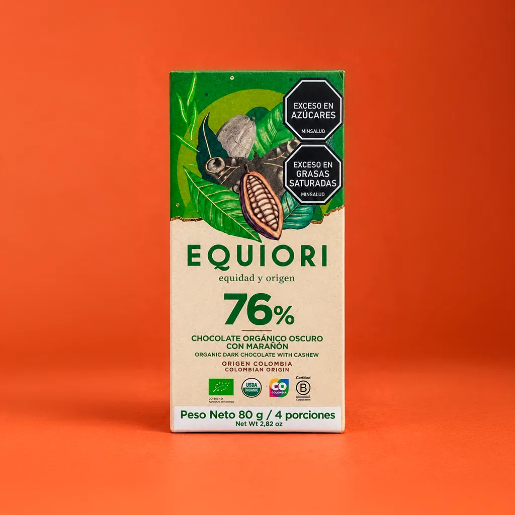 Chocolate Equiori 76% con Marañón – 80 g