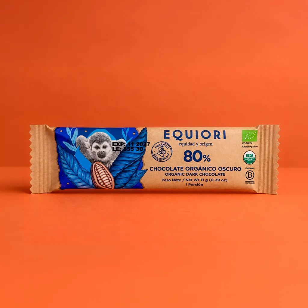 Chocolatina Equiori 80% Cacao Orgánico – 11 g