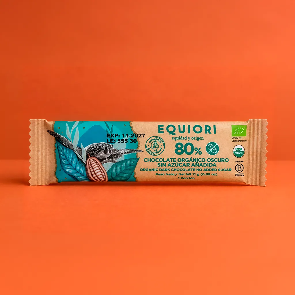 Chocolatina Equiori 80% Sin Azúcar Añadida – 11 g