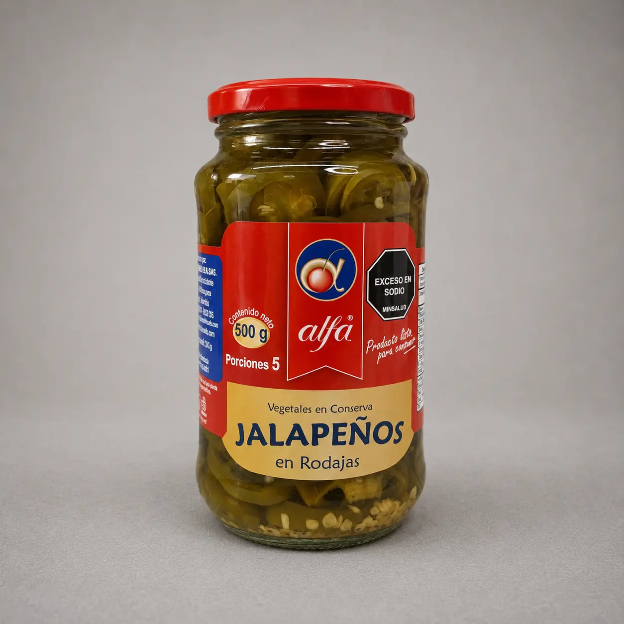 JALAPEÑOS VERDES TAJADOS ALFA FRASCOS X 500 GR