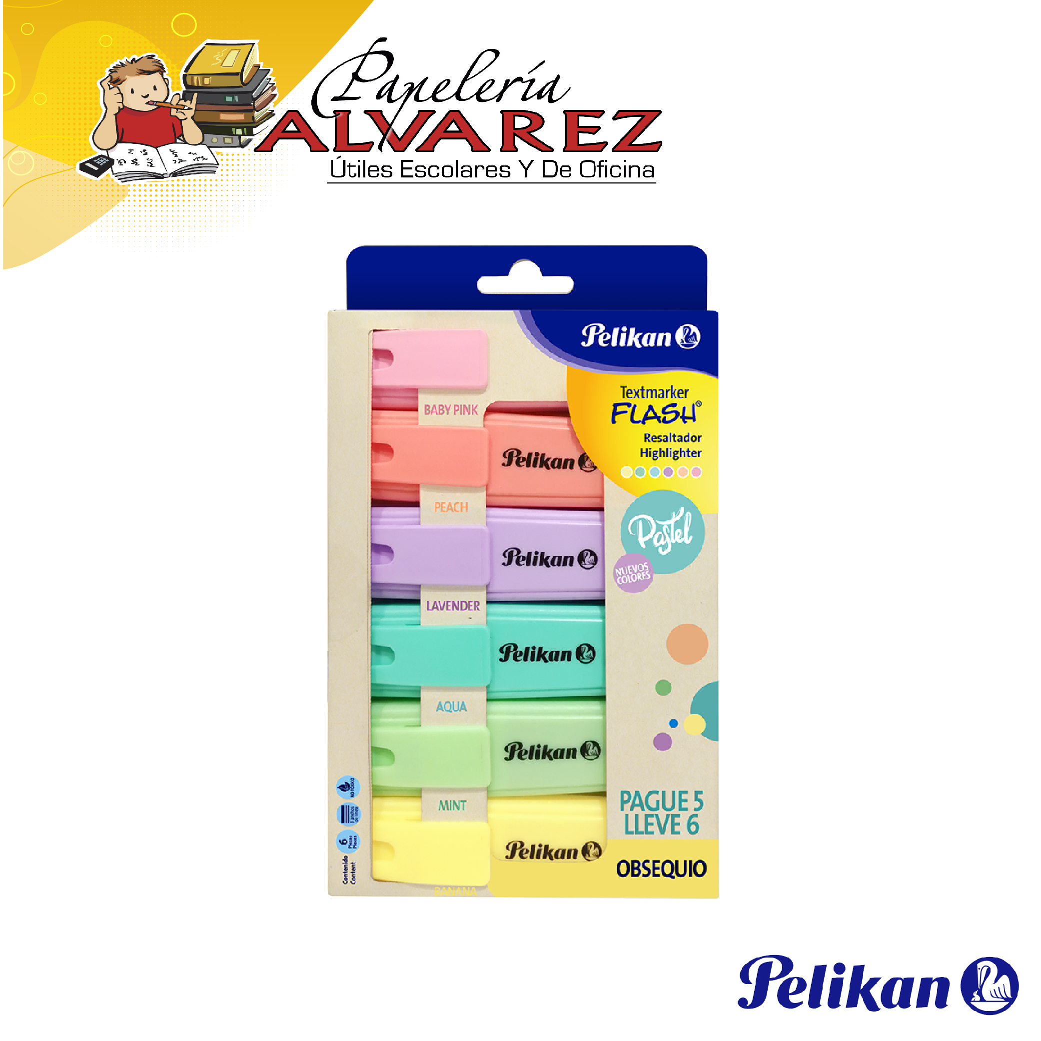 RESALTADOR PELIKAN FLASH PASTEL CAJA X 6